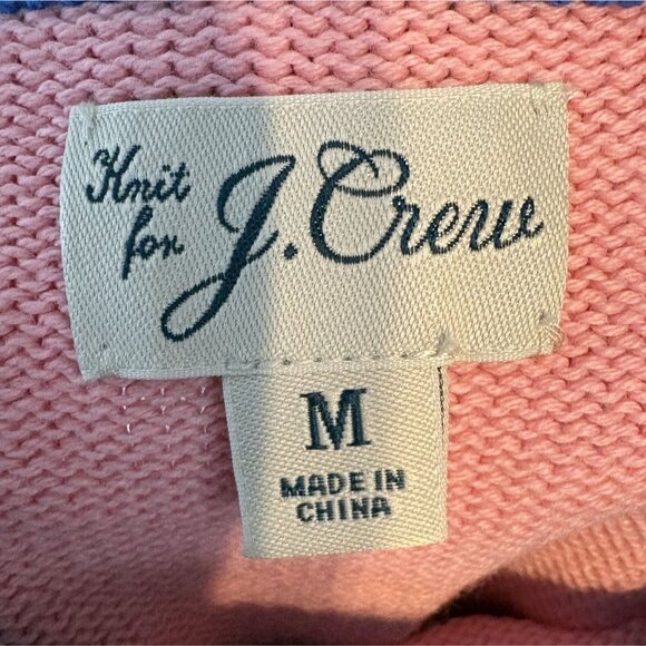 J.Crew Men's Striped Knit Heritage Cotton Crewneck Sweater M Blue Pink Preppy - Picture 3 of 8